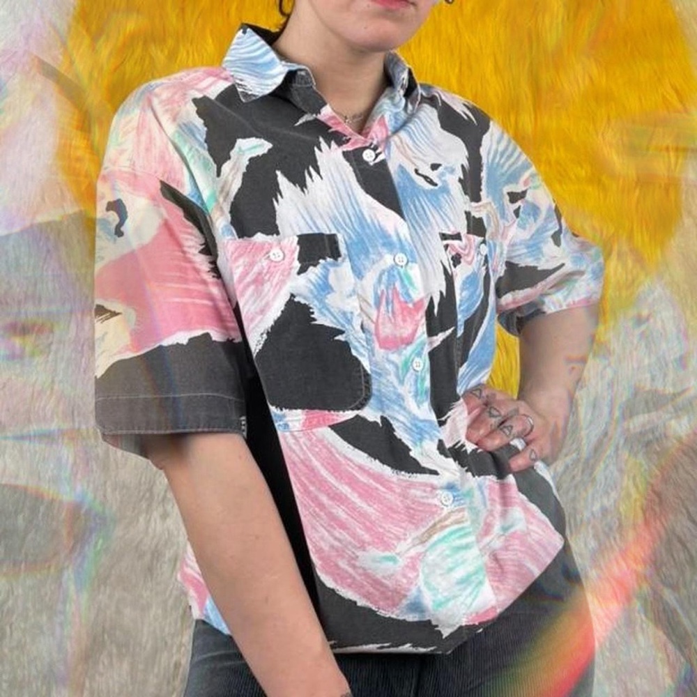 Vintage 90s Dancing Figures Abstract Shirt